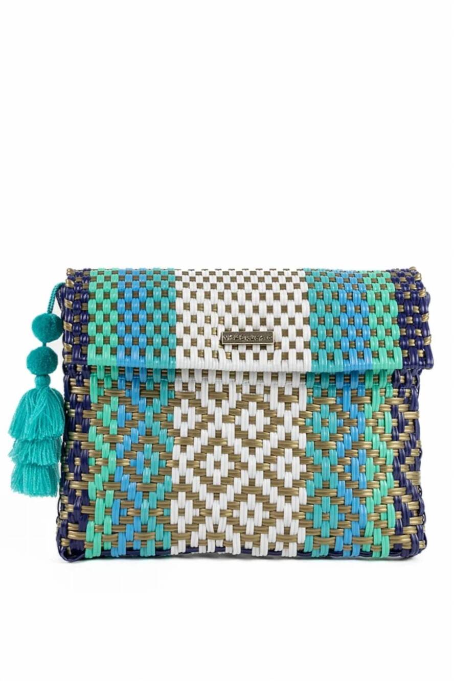 NEW VALEROSA women's waves clutch in turquoise